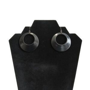 Solid Black Lightweight Plastic Acrylic Hoop Style Dangle Drop Fashion Earrings